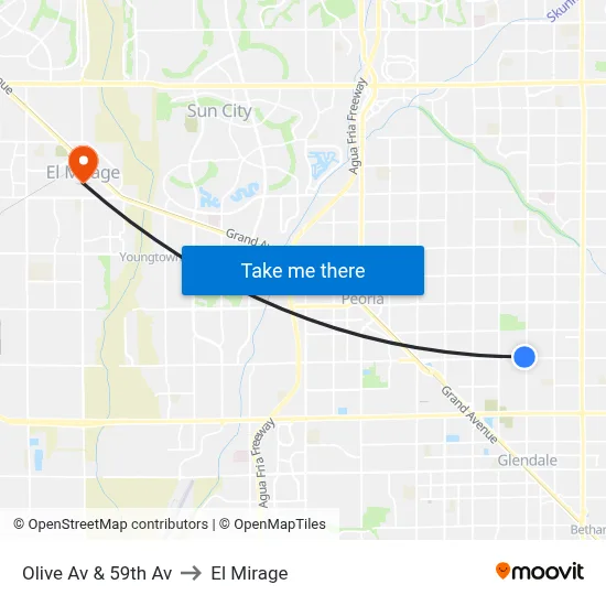 Olive Av & 59th Av to El Mirage map