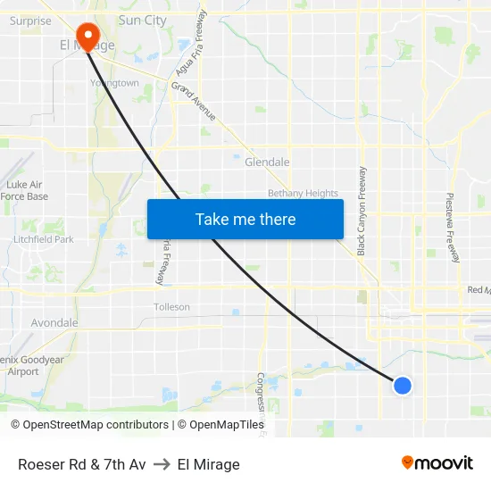 Roeser Rd & 7th Av to El Mirage map