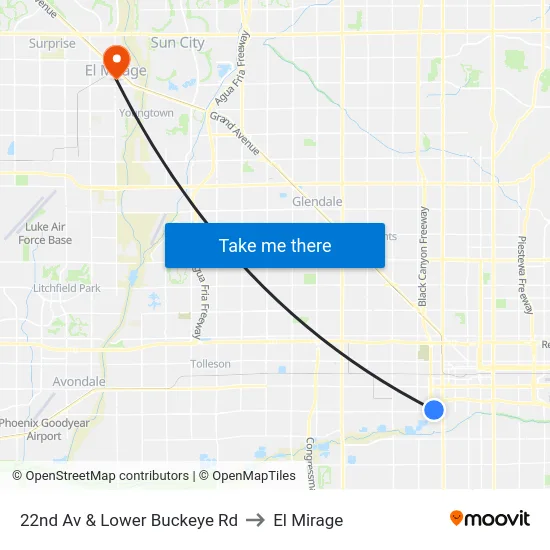 22nd Av & Lower Buckeye Rd to El Mirage map