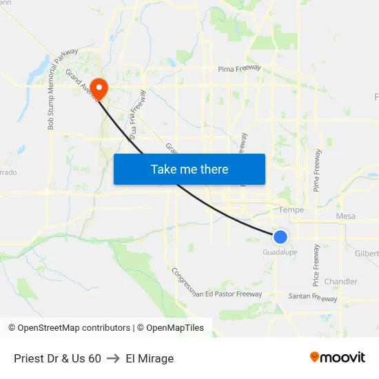 Priest Dr & Us 60 to El Mirage map