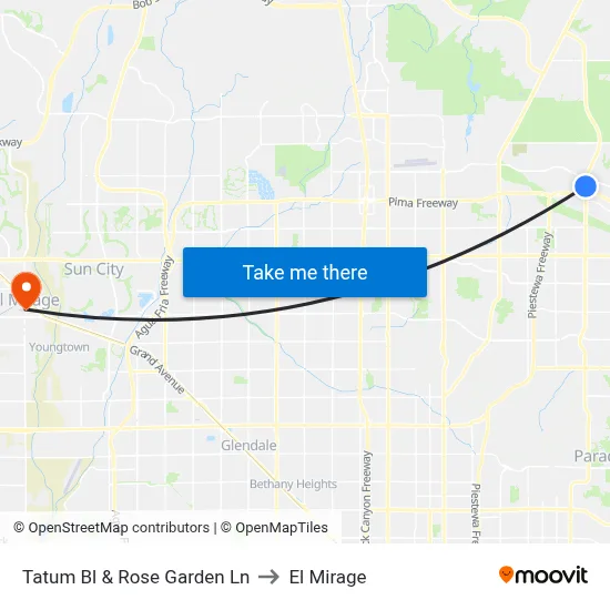 Tatum Bl & Rose Garden Ln to El Mirage map