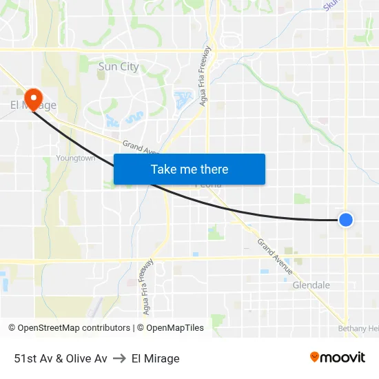 51st Av & Olive Av to El Mirage map