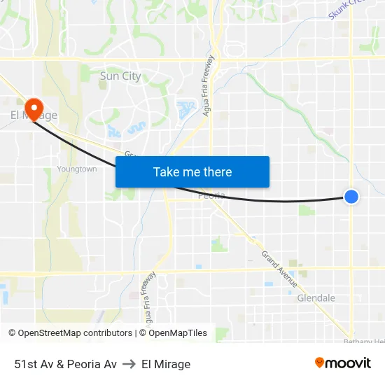 51st Av & Peoria Av to El Mirage map