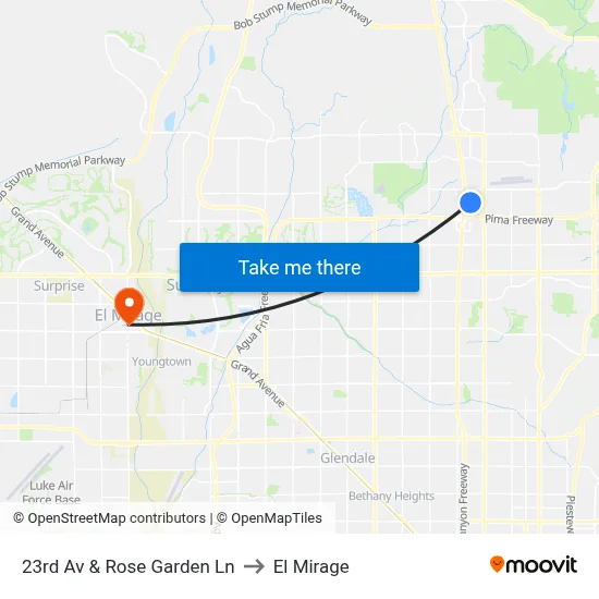 23rd Av & Rose Garden Ln to El Mirage map