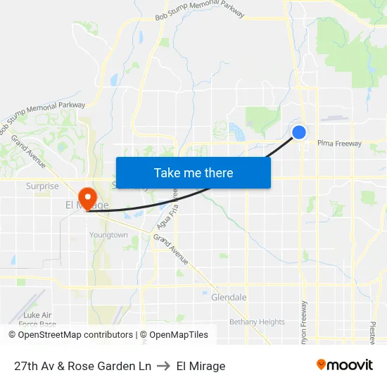 27th Av & Rose Garden Ln to El Mirage map