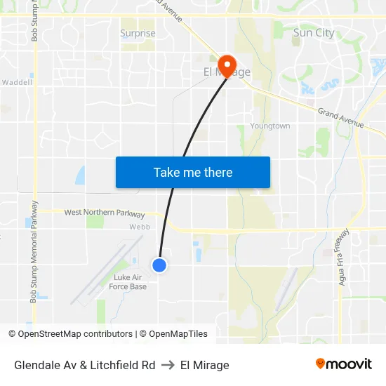 Glendale Av & Litchfield Rd to El Mirage map