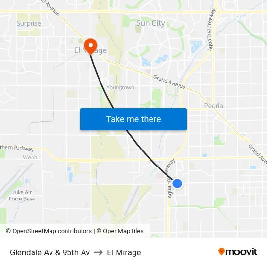 Glendale Av & 95th Av to El Mirage map