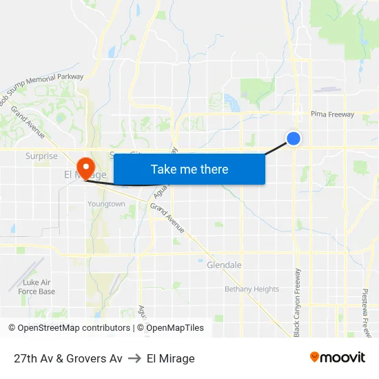 27th Av & Grovers Av to El Mirage map