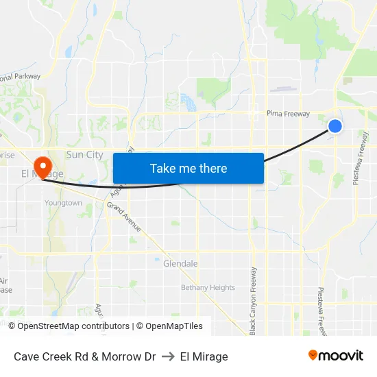 Cave Creek Rd & Morrow Dr to El Mirage map