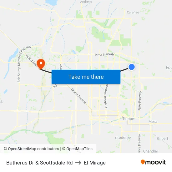 Butherus Dr & Scottsdale Rd to El Mirage map