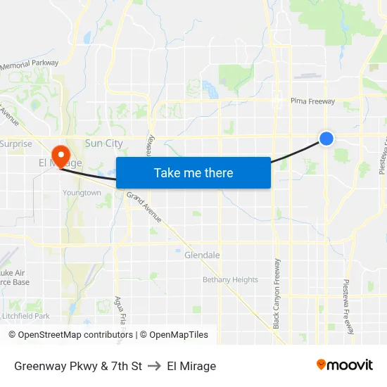 Greenway Pkwy & 7th St to El Mirage map