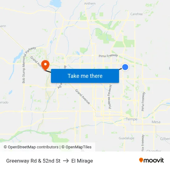 Greenway Rd & 52nd St to El Mirage map