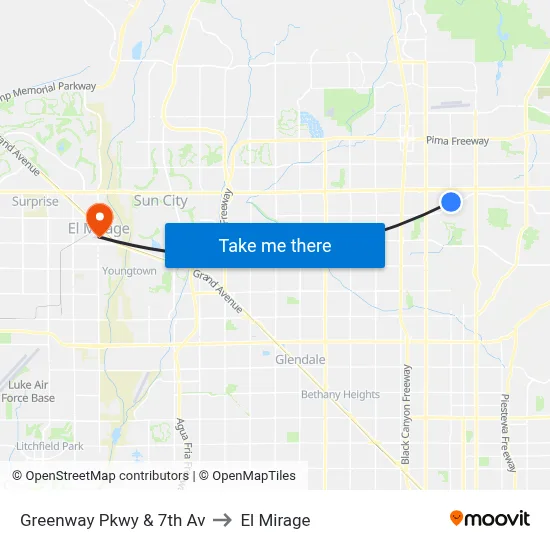 Greenway Pkwy & 7th Av to El Mirage map