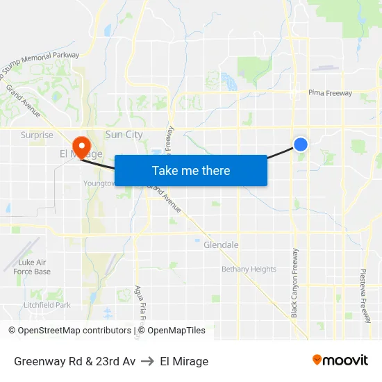 Greenway Rd & 23rd Av to El Mirage map