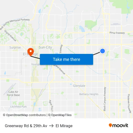 Greenway Rd & 29th Av to El Mirage map