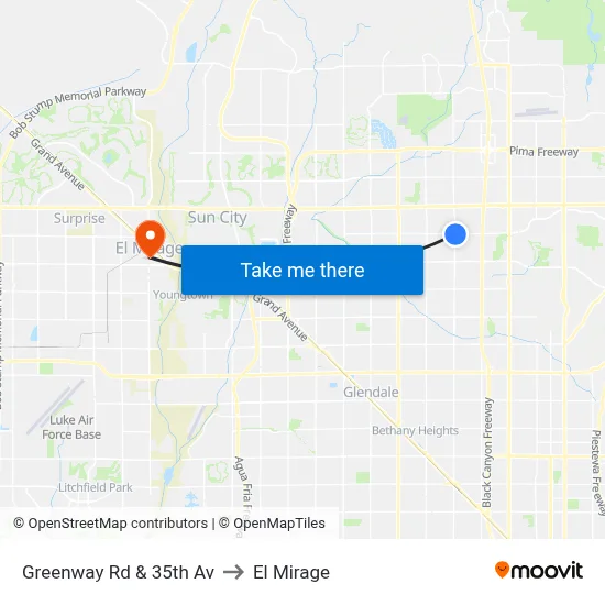 Greenway Rd & 35th Av to El Mirage map