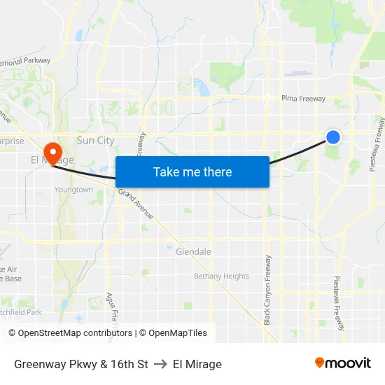 Greenway Pkwy & 16th St to El Mirage map