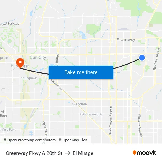 Greenway Pkwy & 20th St to El Mirage map