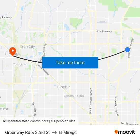 Greenway Rd & 32nd St to El Mirage map