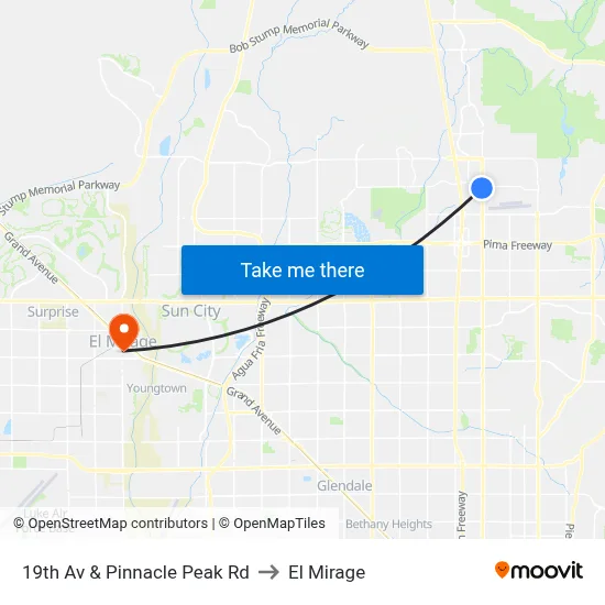 19th Av & Pinnacle Peak Rd to El Mirage map