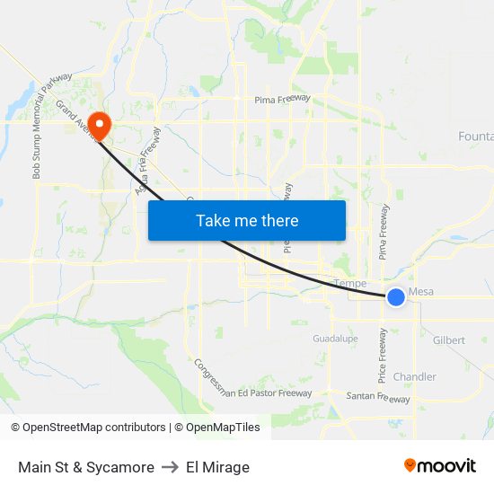 Main St & Sycamore to El Mirage map