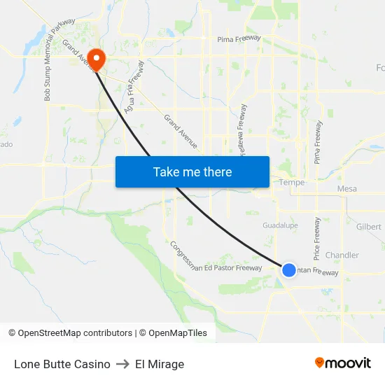 Lone Butte Casino to El Mirage map