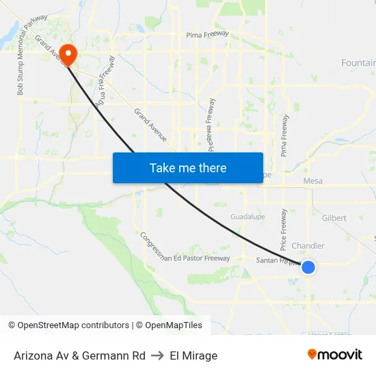 Arizona Av & Germann Rd to El Mirage map