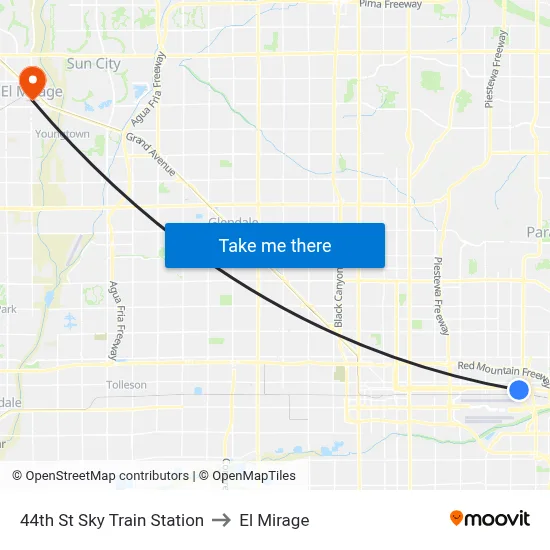 44th St Sky Train Station to El Mirage map