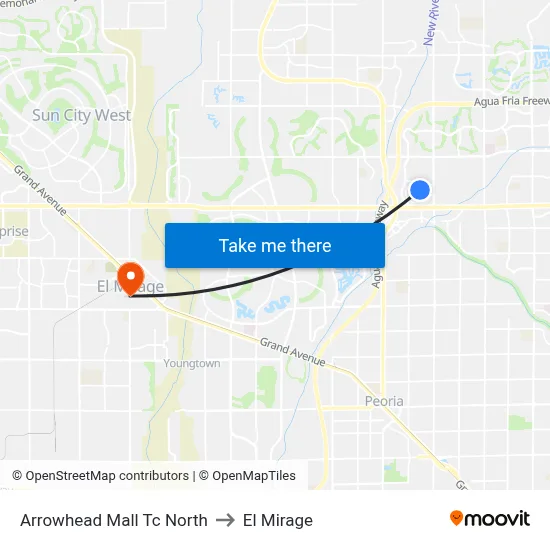Arrowhead Mall Tc North to El Mirage map