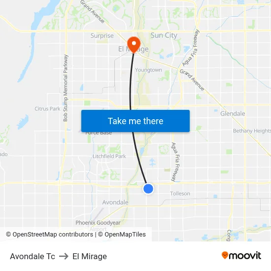 Avondale Tc to El Mirage map