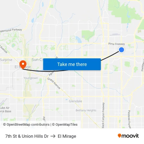 7th St & Union Hills Dr to El Mirage map