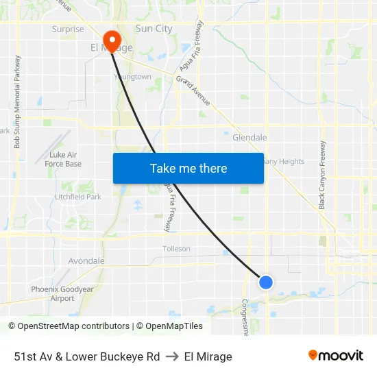 51st Av & Lower Buckeye Rd to El Mirage map