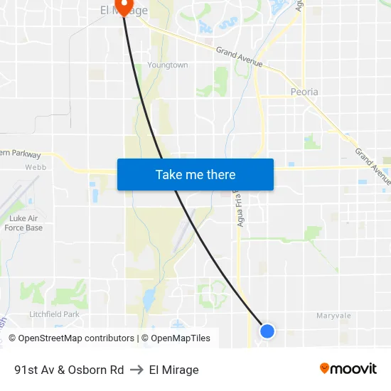 91st Av & Osborn Rd to El Mirage map