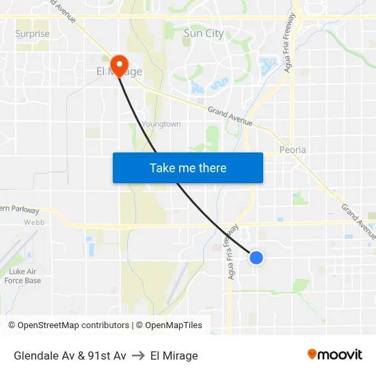 Glendale Av & 91st Av to El Mirage map