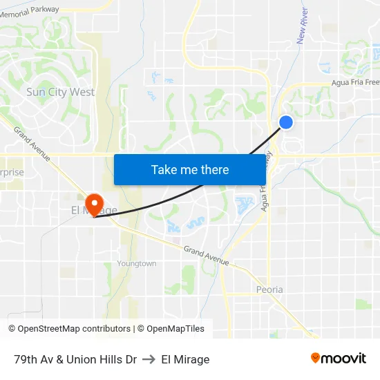 79th Av & Union Hills Dr to El Mirage map