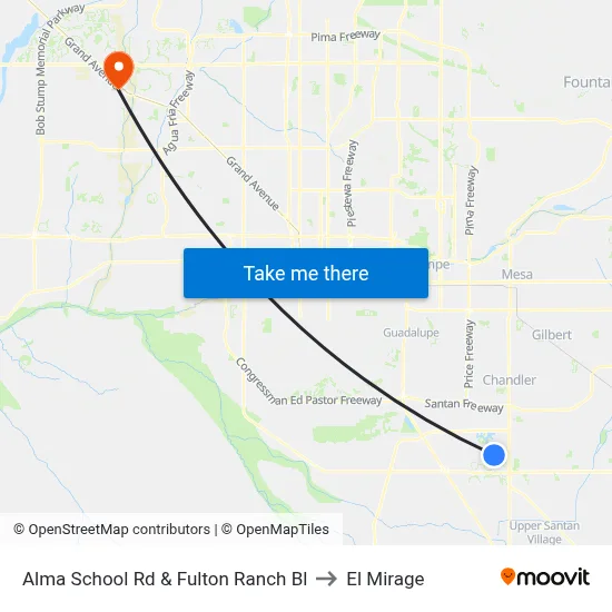 Alma School Rd & Fulton Ranch Bl to El Mirage map