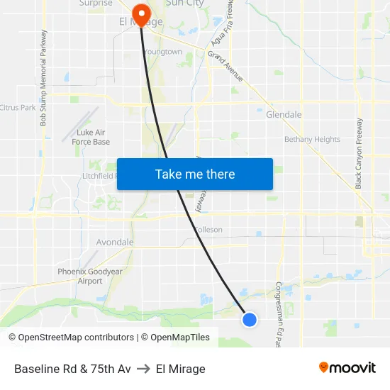 Baseline Rd & 75th Av to El Mirage map