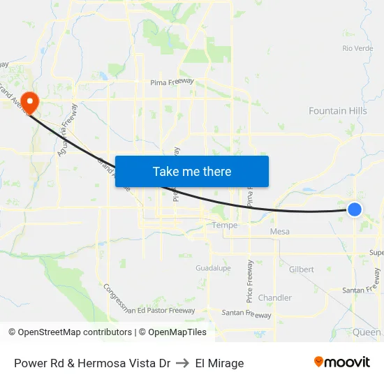 Power Rd & Hermosa Vista Dr to El Mirage map