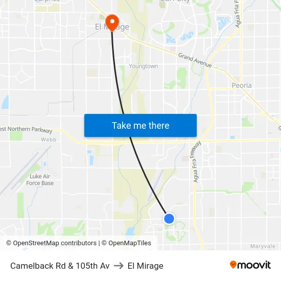 Camelback Rd & 105th Av to El Mirage map