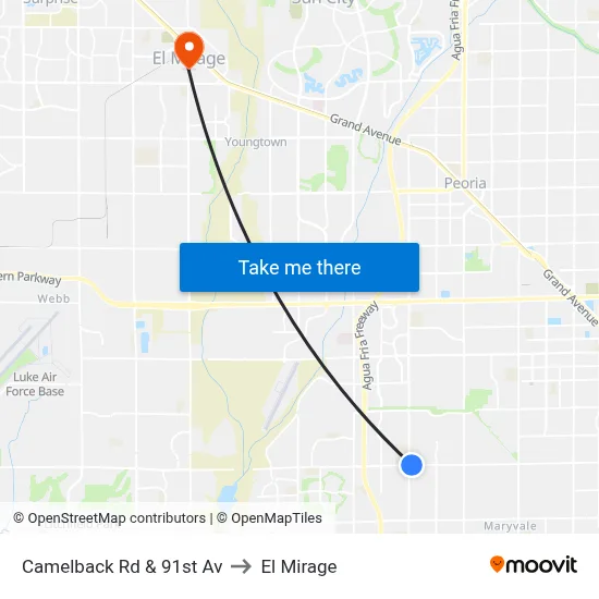 Camelback Rd & 91st Av to El Mirage map