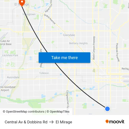 Central Av & Dobbins Rd to El Mirage map