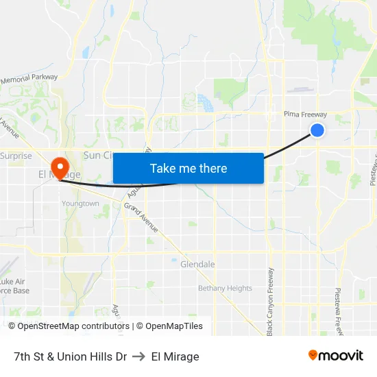 7th St & Union Hills Dr to El Mirage map