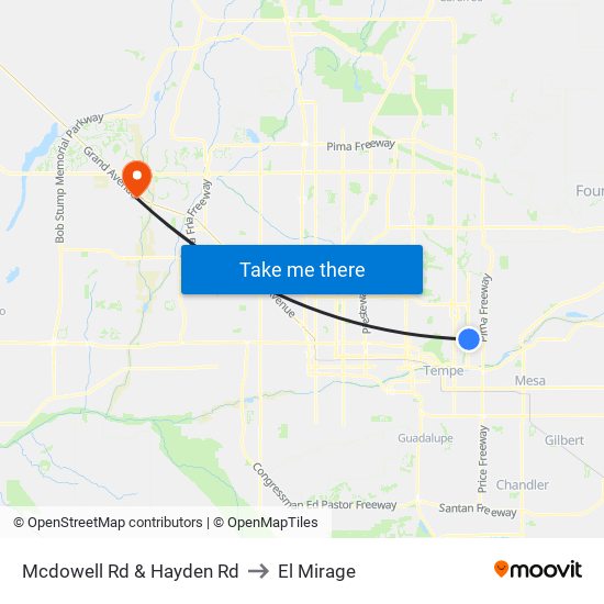 Mcdowell Rd & Hayden Rd to El Mirage map