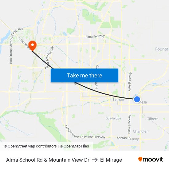 Alma School Rd & Mountain View Dr to El Mirage map