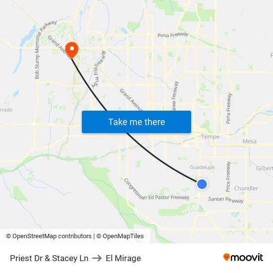 Priest Dr & Stacey Ln to El Mirage map