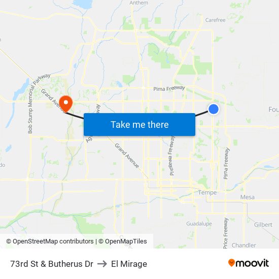 73rd St & Butherus Dr to El Mirage map