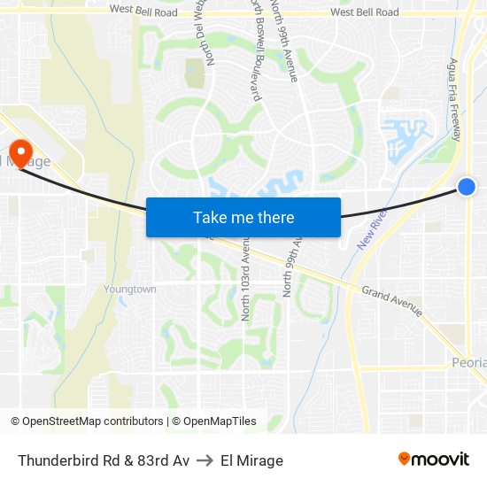 Thunderbird Rd & 83rd Av to El Mirage map