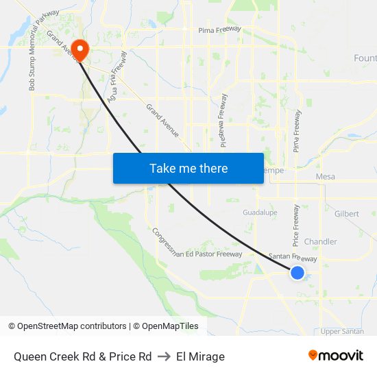 Queen Creek Rd & Price Rd to El Mirage map