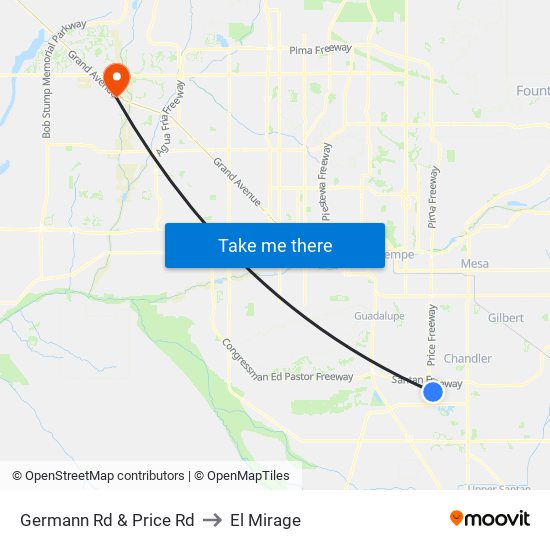 Germann Rd & Price Rd to El Mirage map