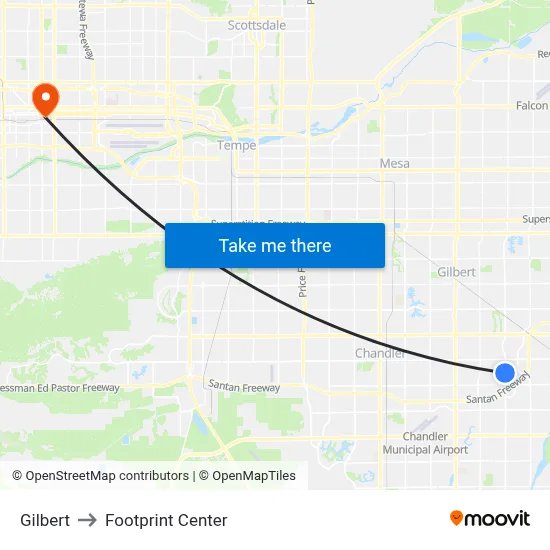 Gilbert to Footprint Center map
